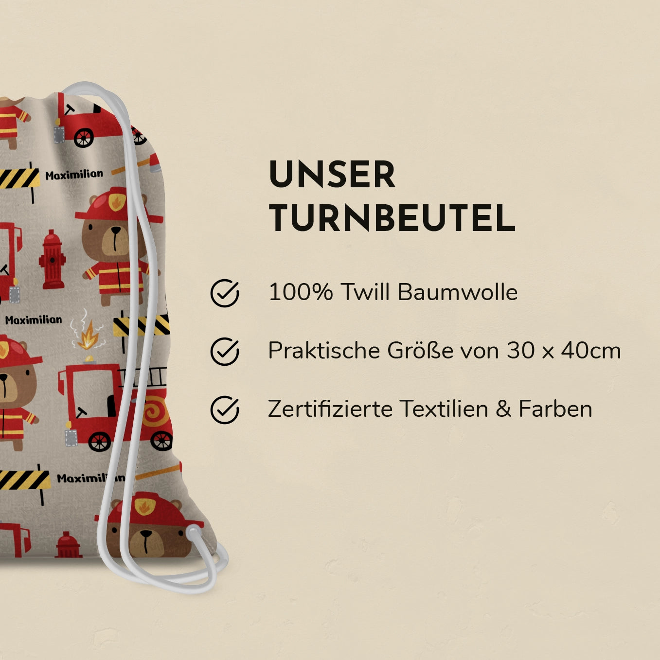 Personalisierter Turnbeutel "Feuerwehr" Bo & Birdie