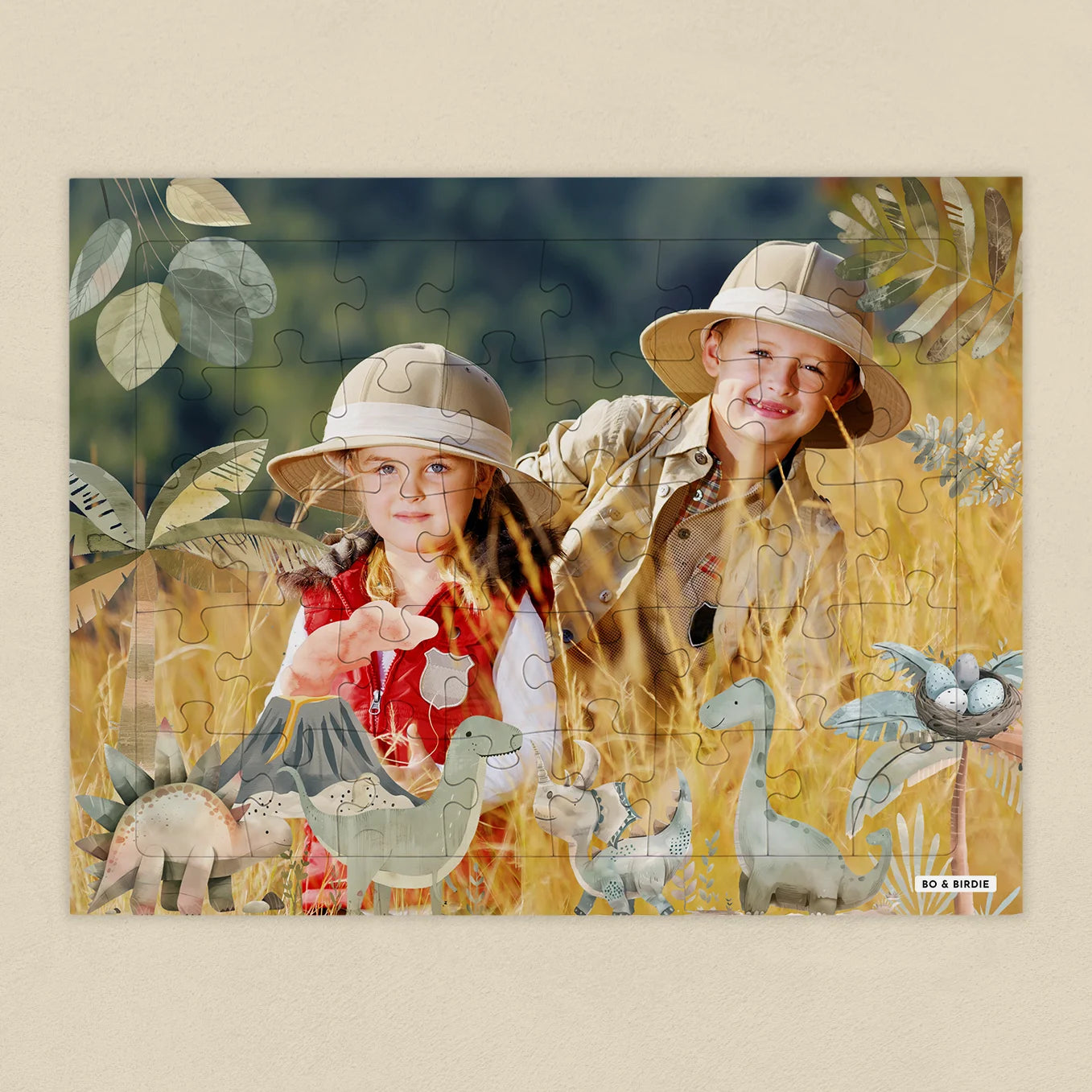 Personalisiertes Kinderpuzzle "Boho Dinosaurier" - Bo & Birdie