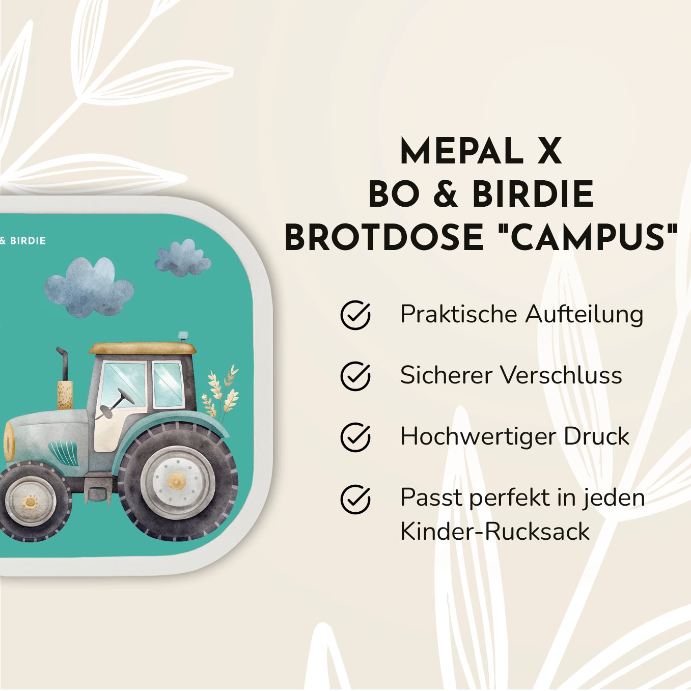 2. Teil des Sets: Personalisierte MEPAL Brotdose "Traktor" Bo & Birdie