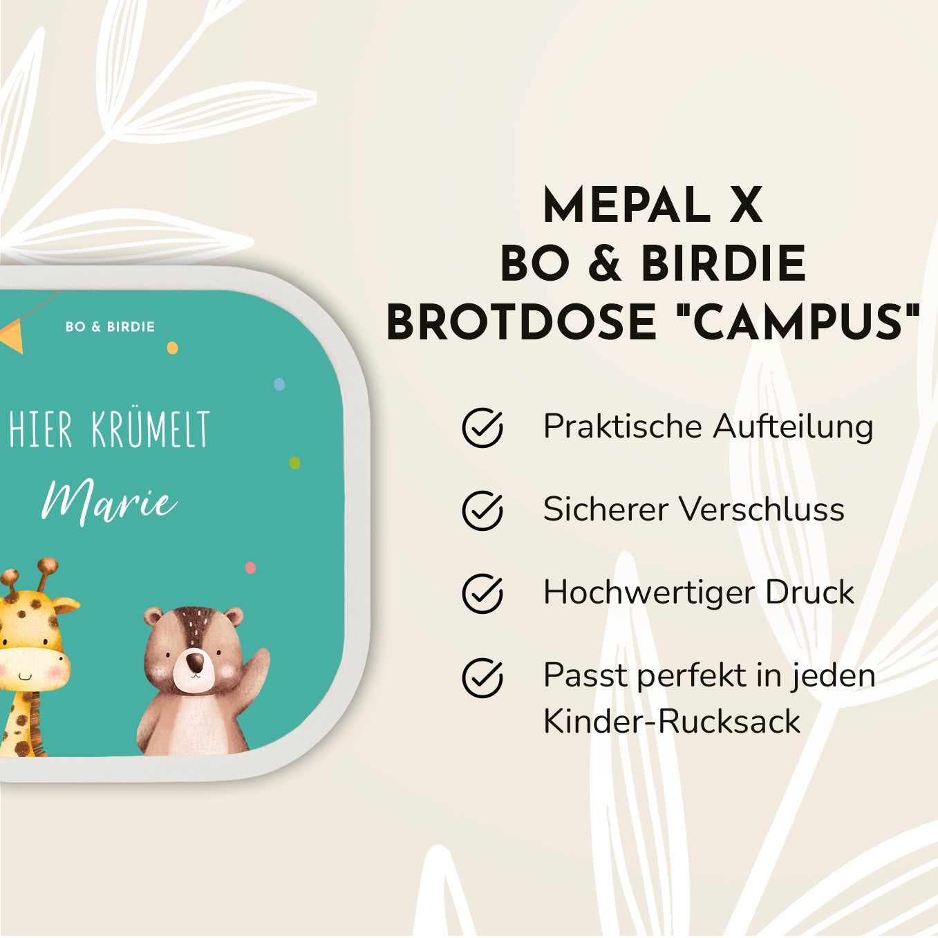 2. Teil des Sets: Personalisierte MEPAL Brotdose Bo & Birdie