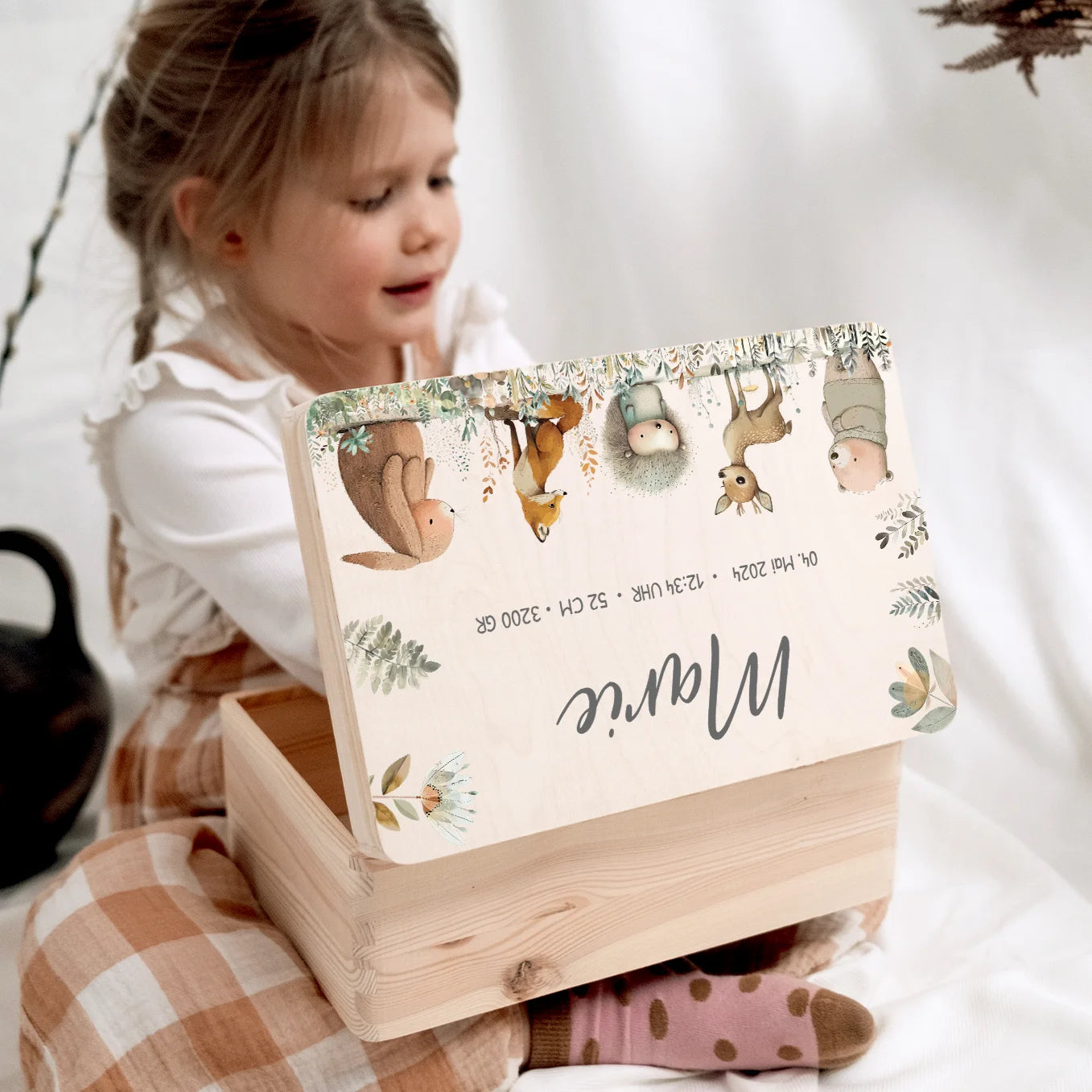 Personalisierte Erinnerungsbox "Aquarell Tiere Wald" Bo & Birdie