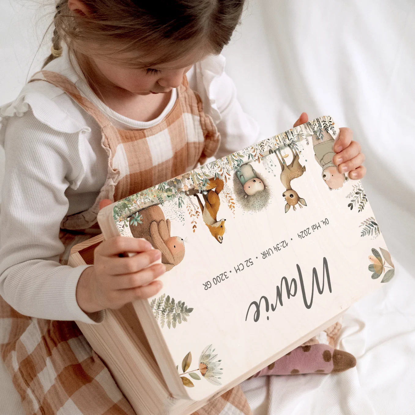 Personalisierte Erinnerungsbox "Aquarell Tiere Wald" Bo & Birdie