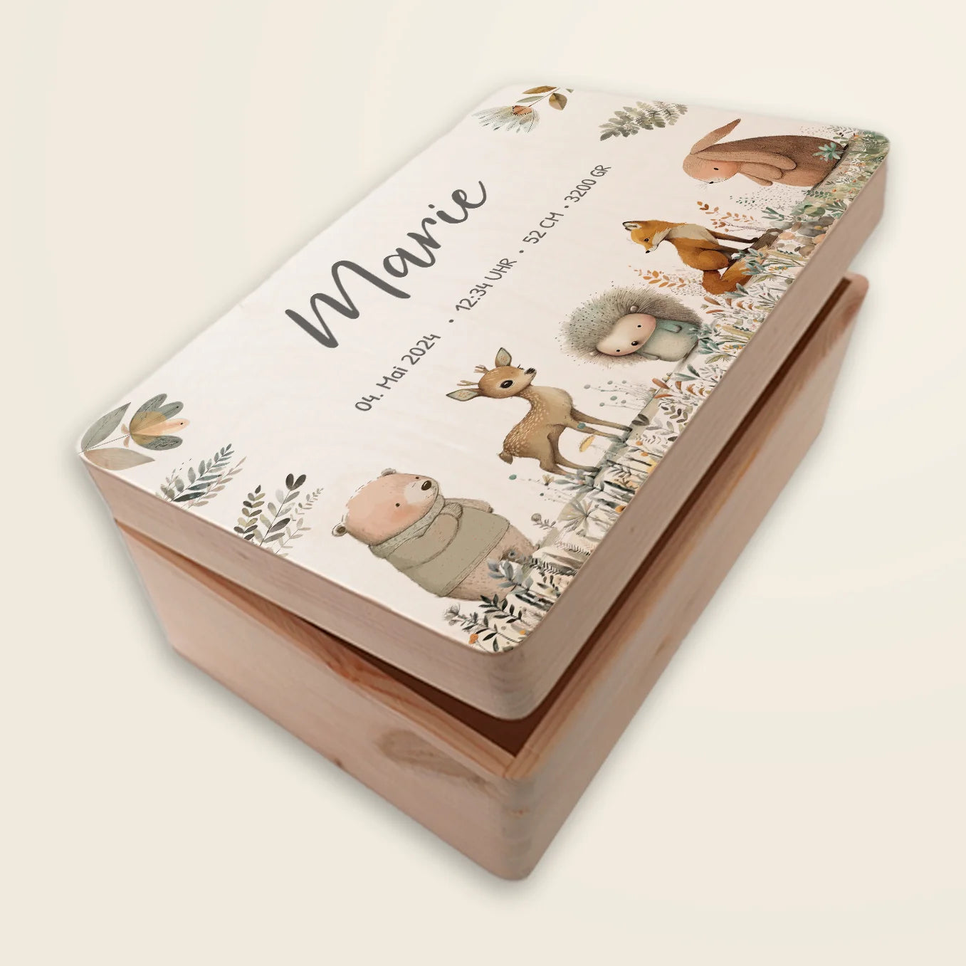 Personalisierte Erinnerungsbox "Aquarell Tiere Wald" Bo & Birdie