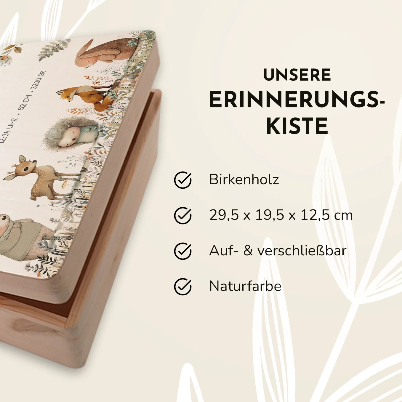 Personalisierte Erinnerungsbox "Aquarell Tiere Wald" Bo & Birdie