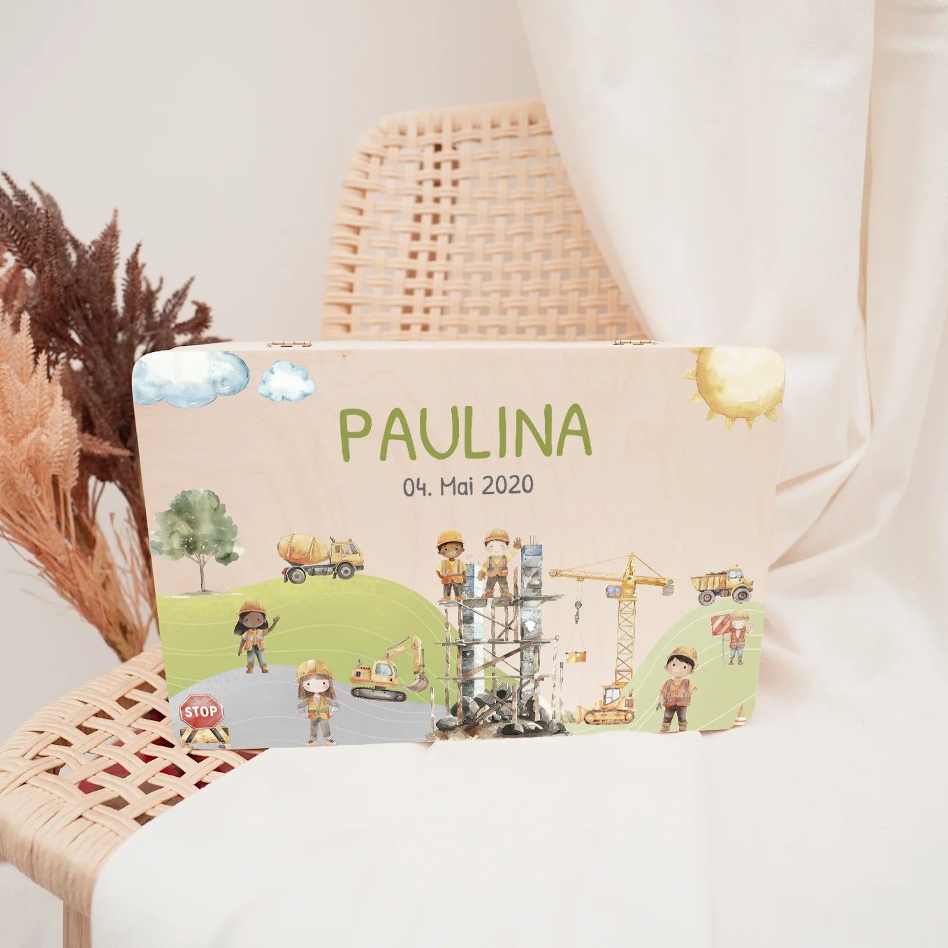 Personalisierte Erinnerungsbox "Baustelle" Bo & Birdie