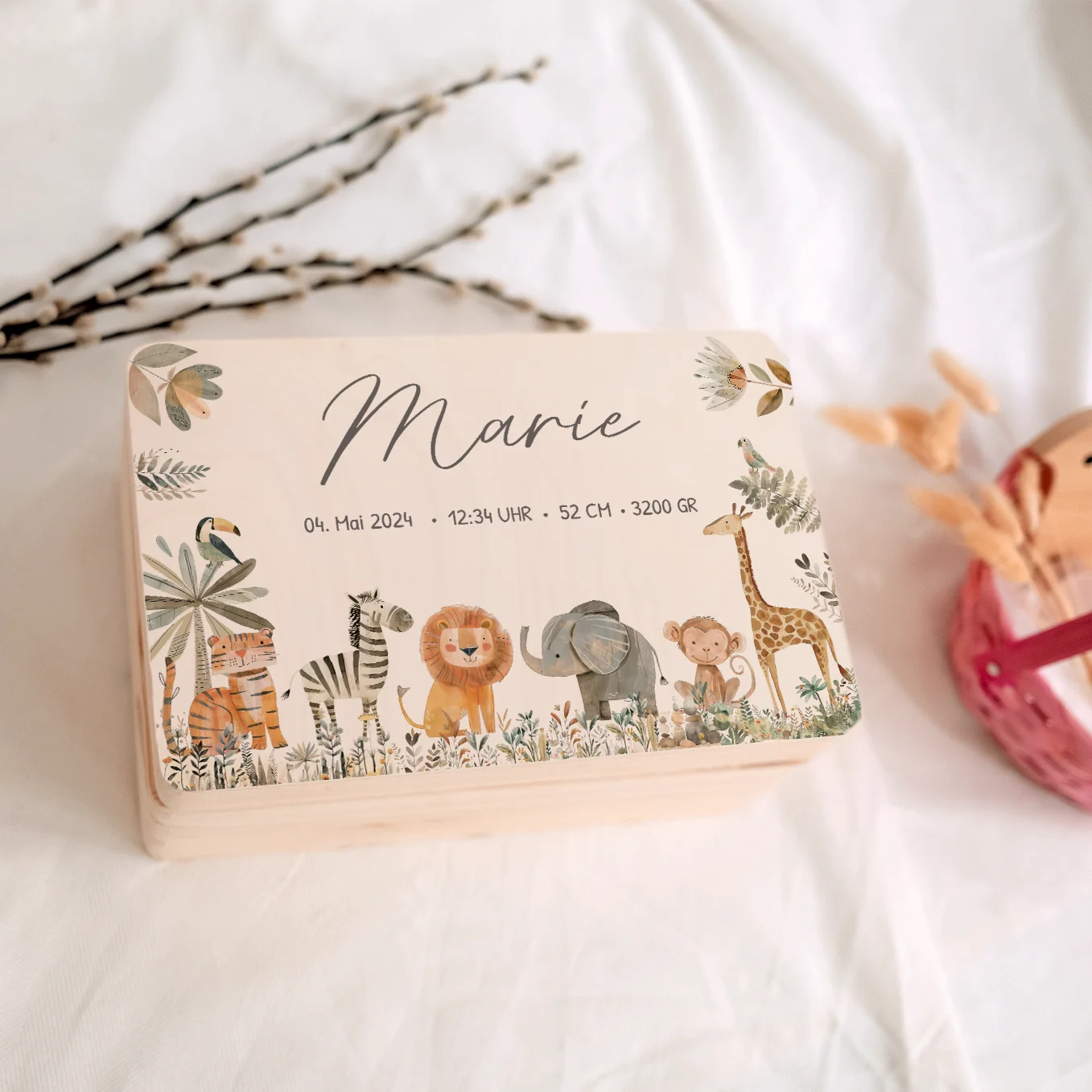 Personalisierte Erinnerungsbox "Safari Tiere" Bo & Birdie