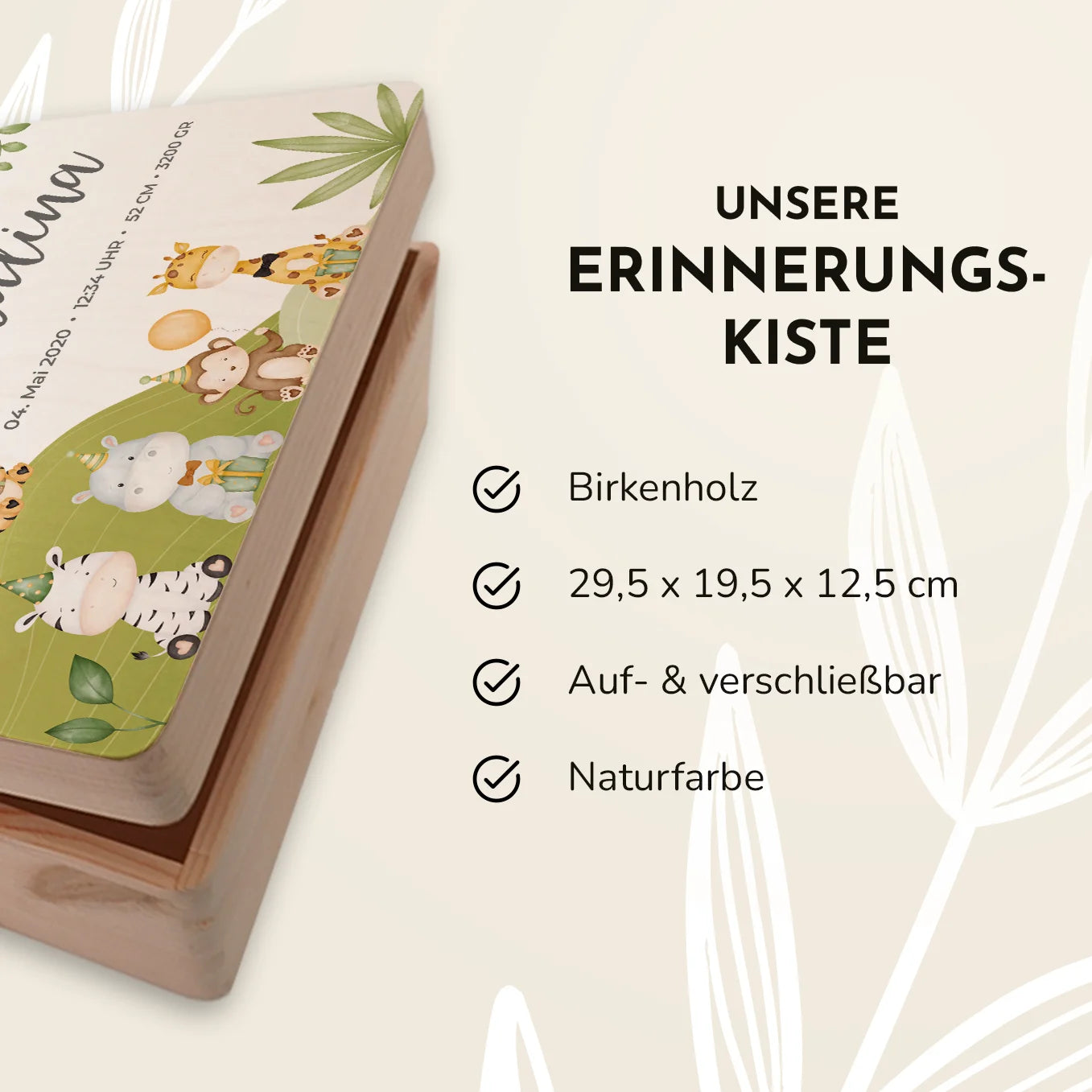 Personalisierte Erinnerungsbox "Tierparty" Bo & Birdie