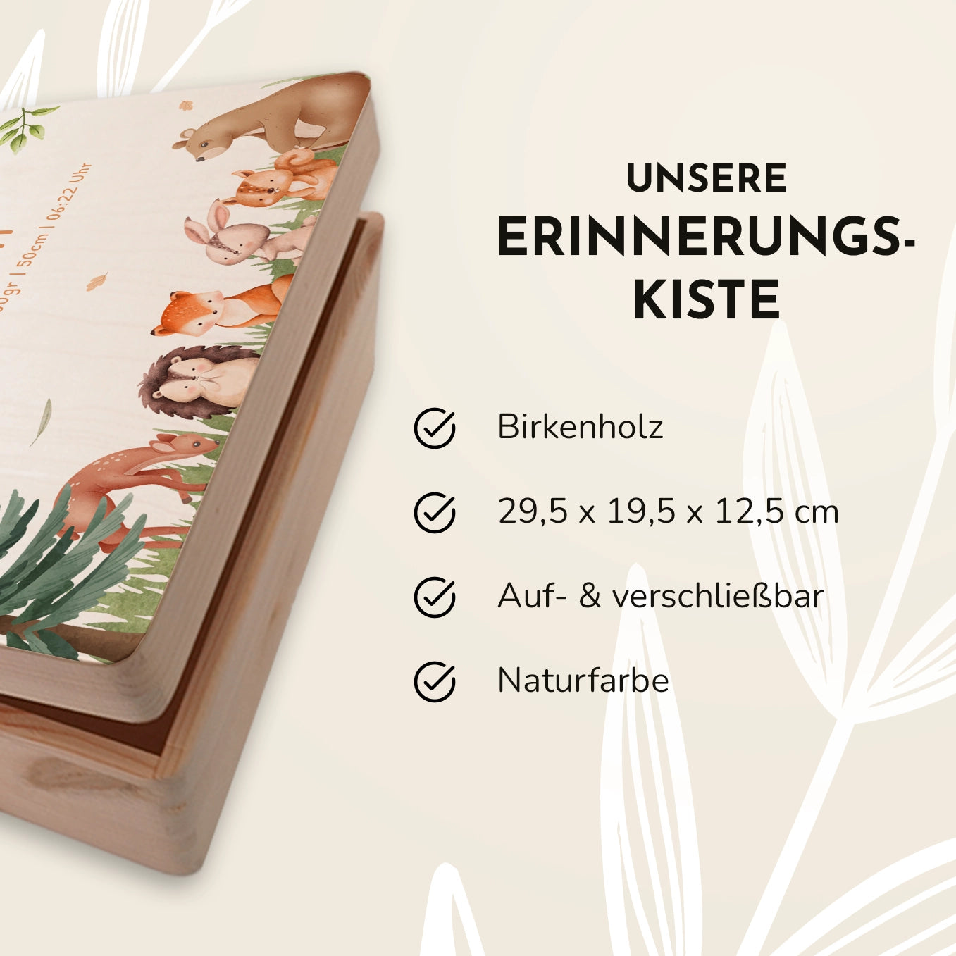 Personalisierte Erinnerungsbox "Waldtiere" Bo & Birdie