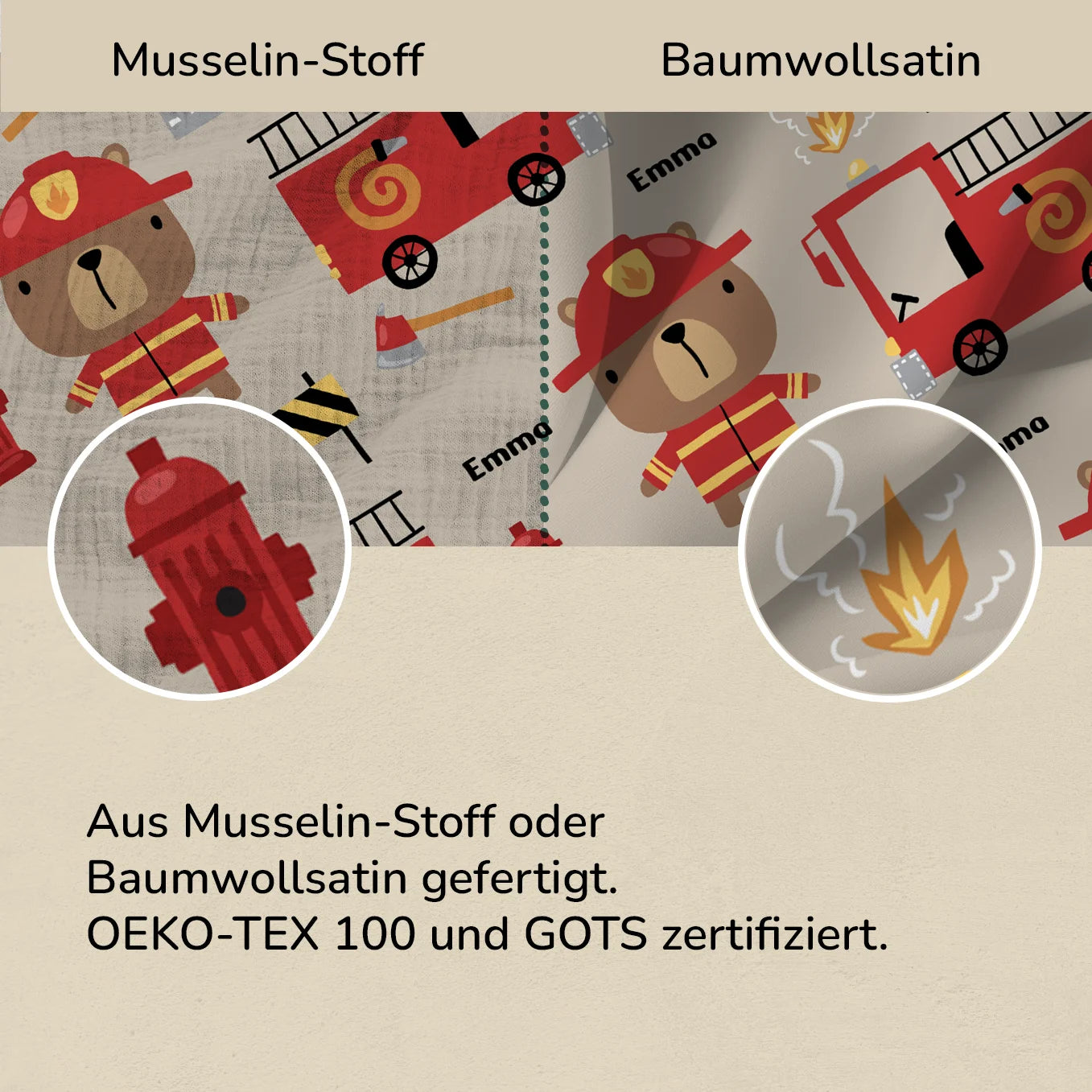 Personalisierte Kinder Bettwäsche "Feuerwehr" Bo & Birdie