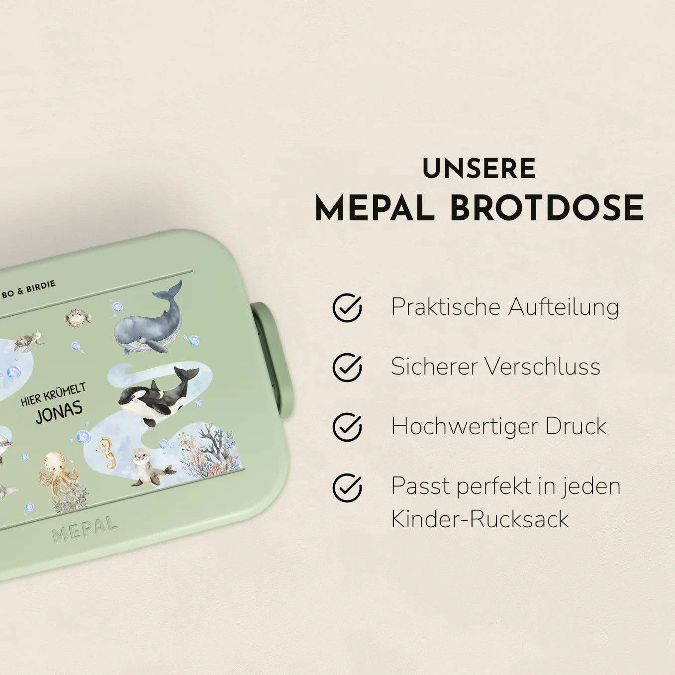 Personalisierte Mepal Brotdose "Ozean" Bo & Birdie