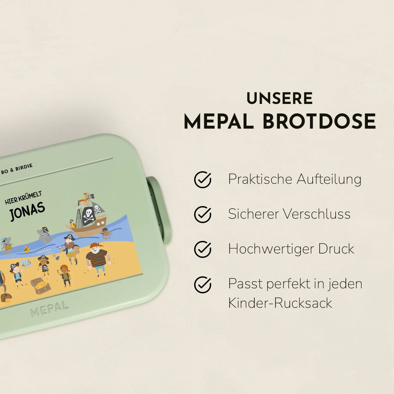 Personalisierte Mepal Brotdose "Piraten" Bo & Birdie