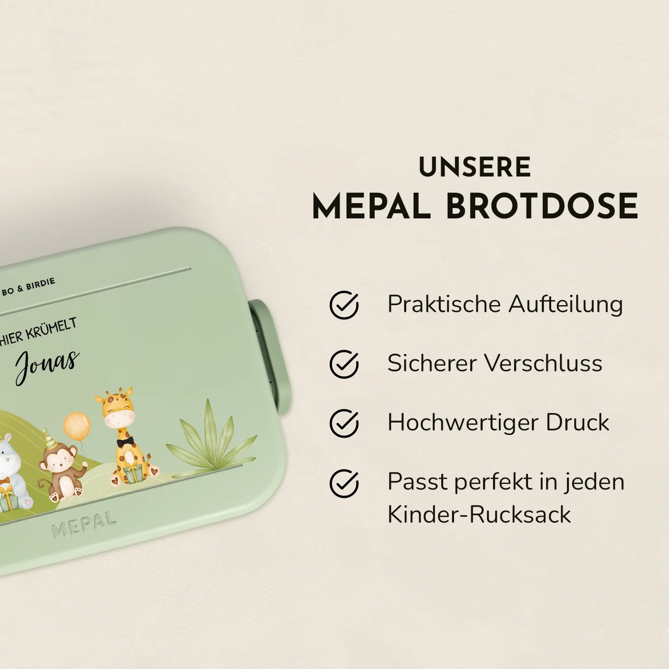 Personalisierte Mepal Brotdose "Dschungel" Bo & Birdie