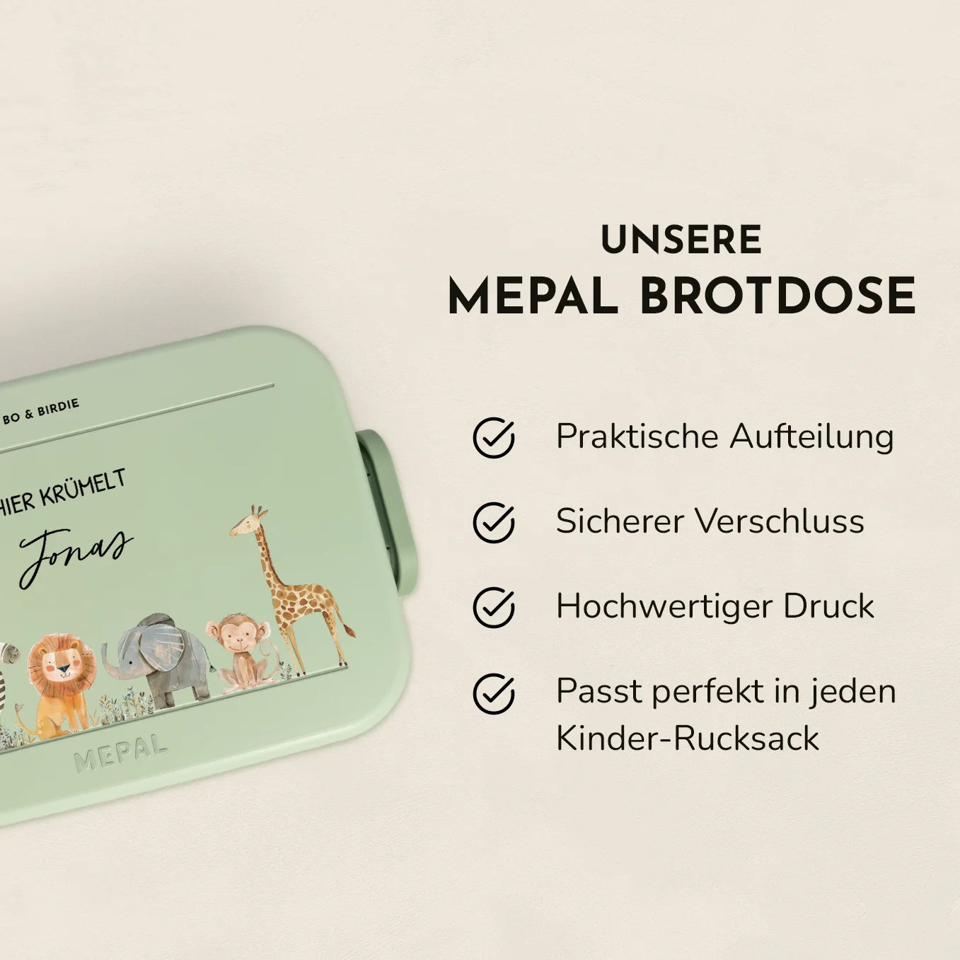 Personalisierte Mepal Brotdose "Safari" Bo & Birdie