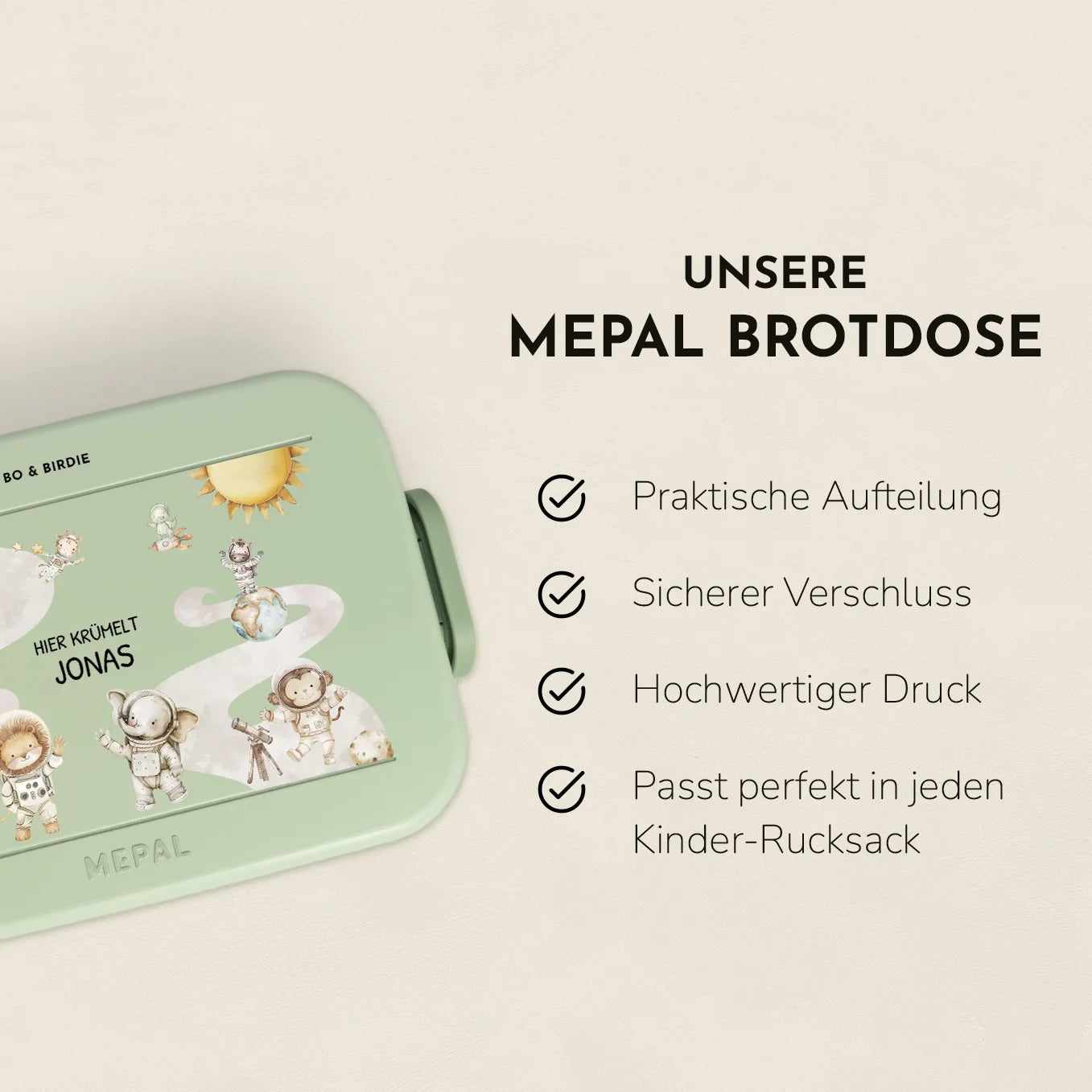 Personalisierte Mepal Brotdose "Weltall Safari" Bo & Birdie