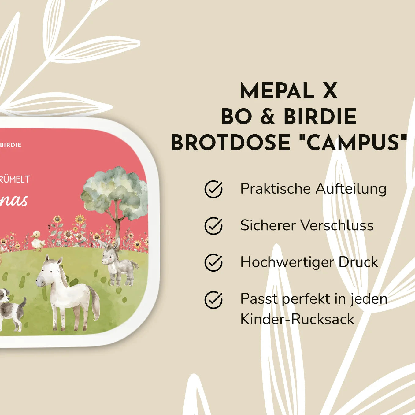 Personalisierte Mepal Brotdose "Bauernhof" Bo & Birdie