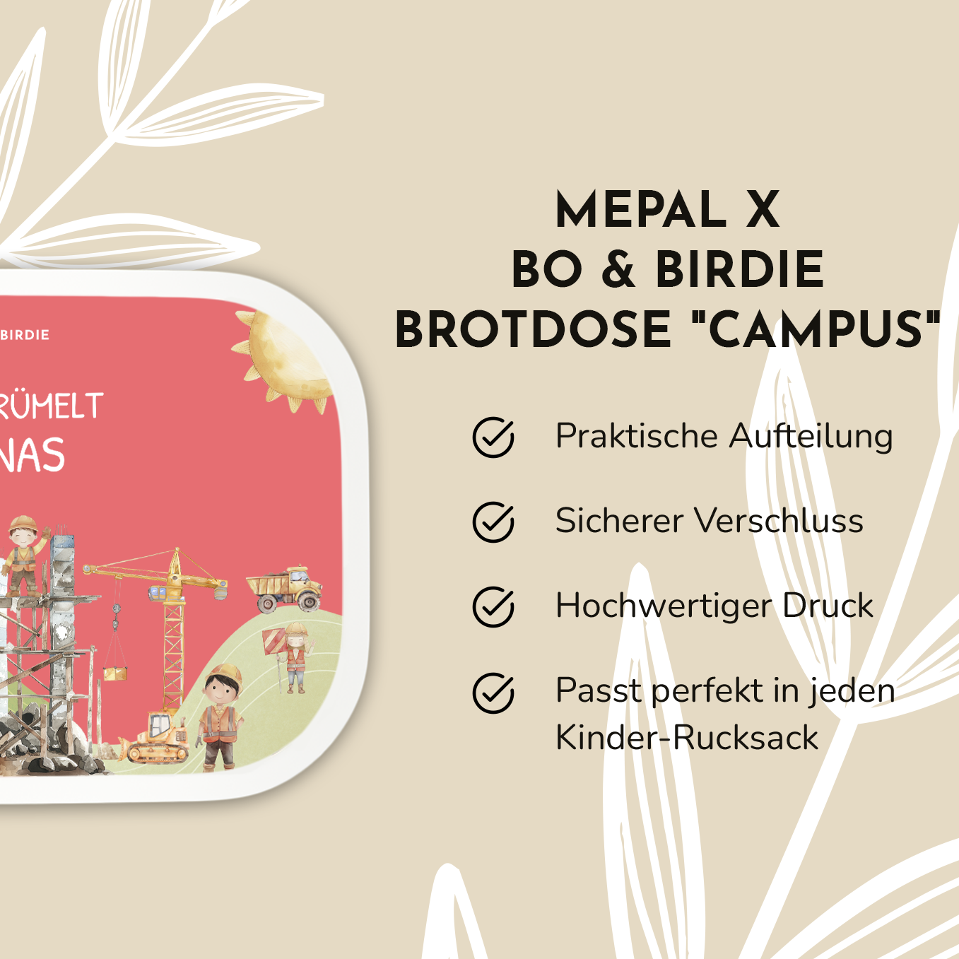 Personalisierte Mepal Brotdose "Baustelle" Bo & Birdie