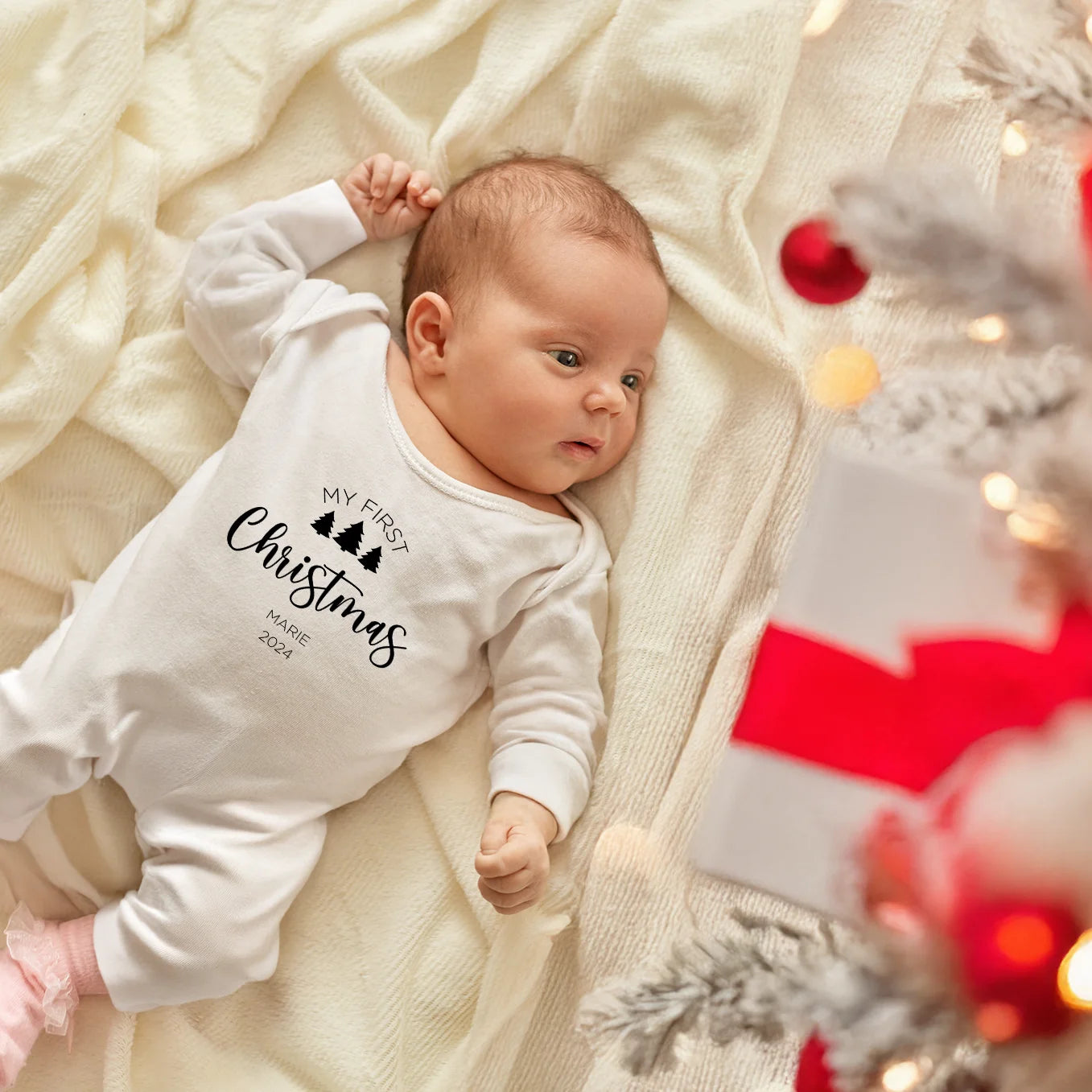 Personalisierter Baby Langarm Body "My first christmas" Bo & Birdie