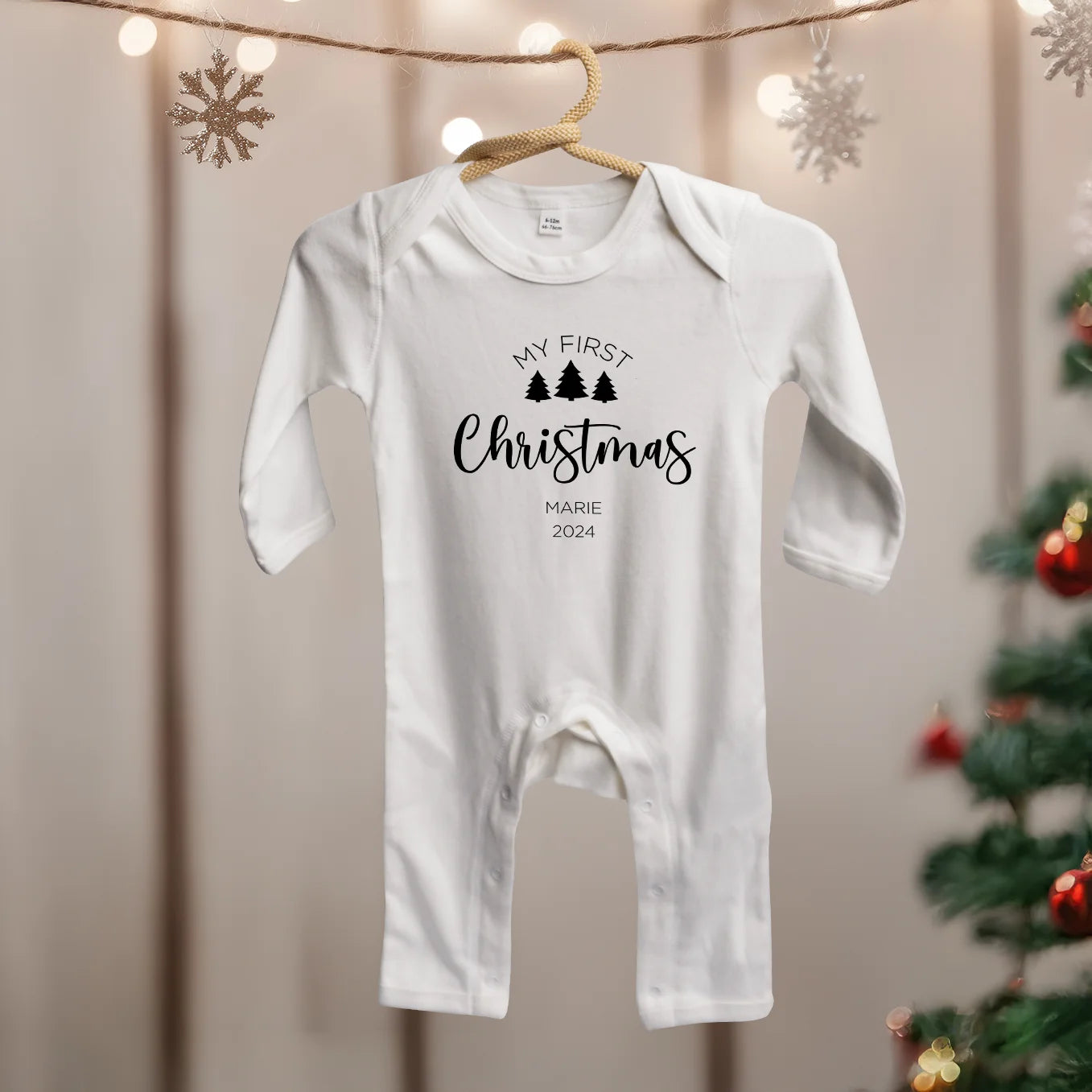 Personalisierter Baby Langarm Body "My first christmas" Bo & Birdie