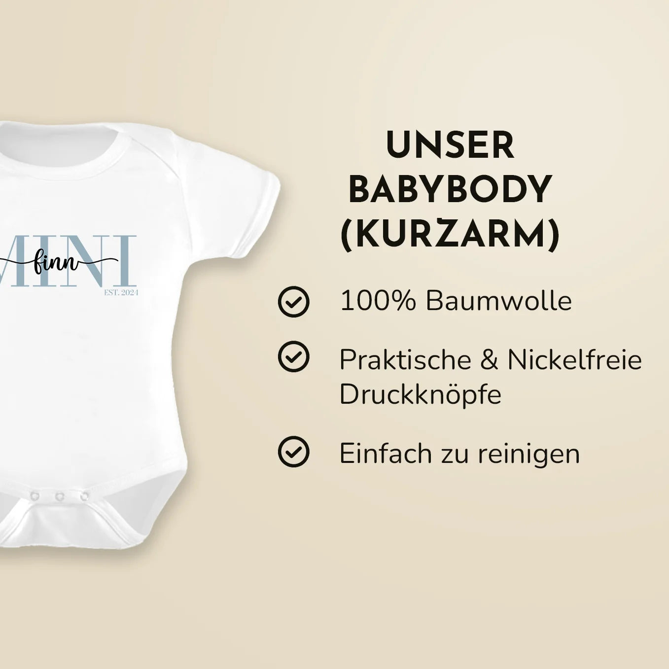 Personalisierter Babybody "MINI" 1. Teil vom Partnerlook Bo & Birdie