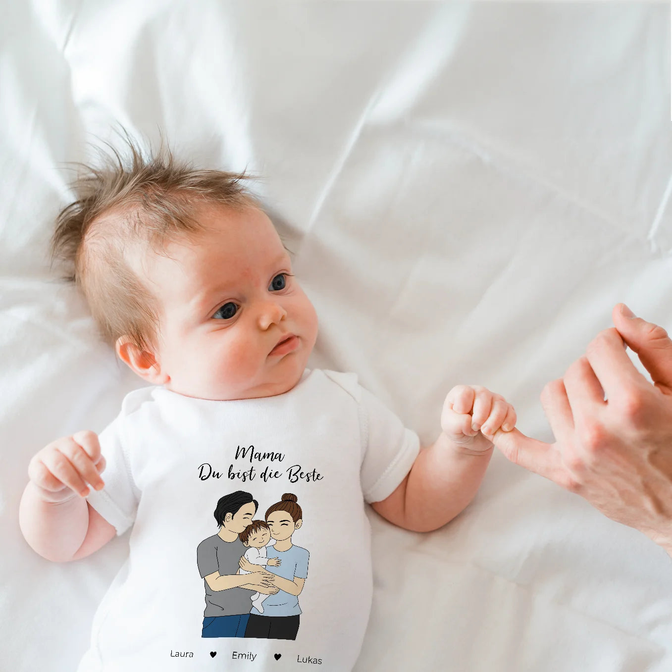 Personalisierter Babybody "Mama" Cartoon-Stil Bo & Birdie