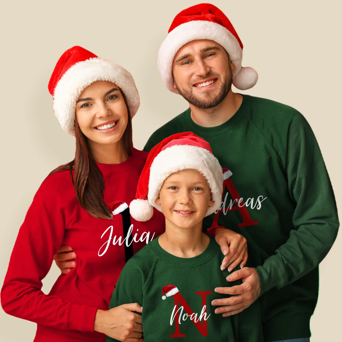 Personalisierter Kinder Sweater "Weihnachtsmütze" 1. Teil vom Partnerlook Bo & Birdie