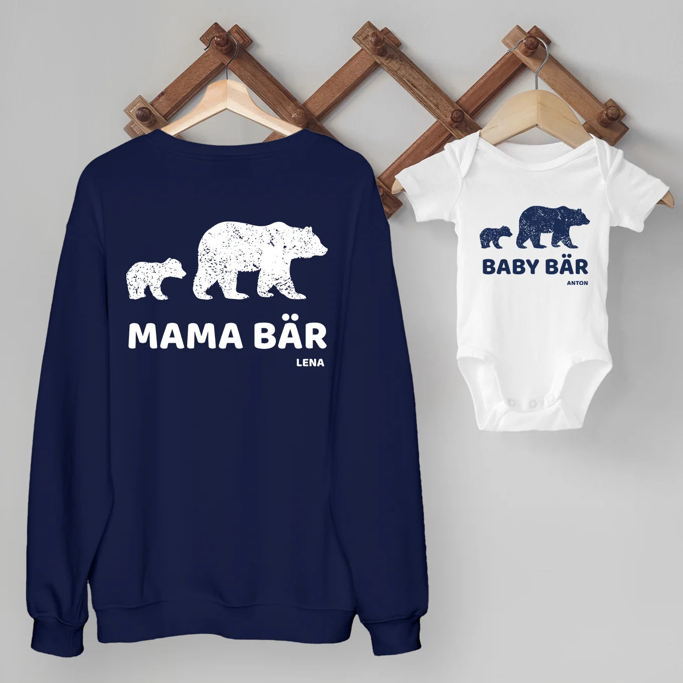 Personalisierter Partnerlook mit Mama "Baby Bär" - Babybody Bo & Birdie