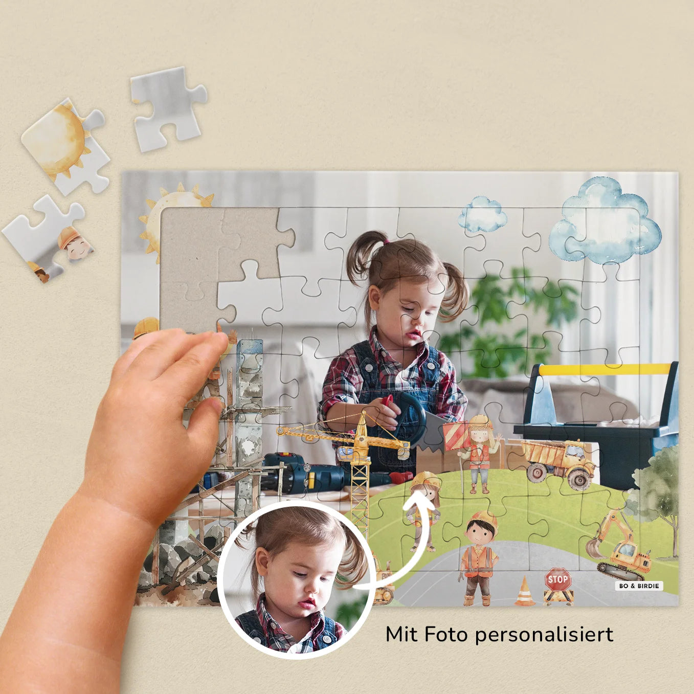 Personalisiertes Kinderpuzzle "Baustelle" - Bo & Birdie